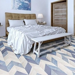 Пробковый пол CORKSTYLE CHEVRON 1235*305*10мм (1,88м2-5шт) замковый CHEVRON BLUE
